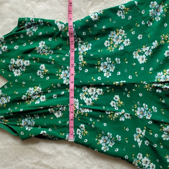 LOFT Green Floral Print Spring Summer Bohemian Hippie Chic Romper Size 4 - Picture 5 of 12